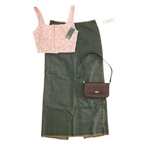 NWT URBAN OUTFITTERS GRUNGE DENIM MAXI SKIRT SIZE 26